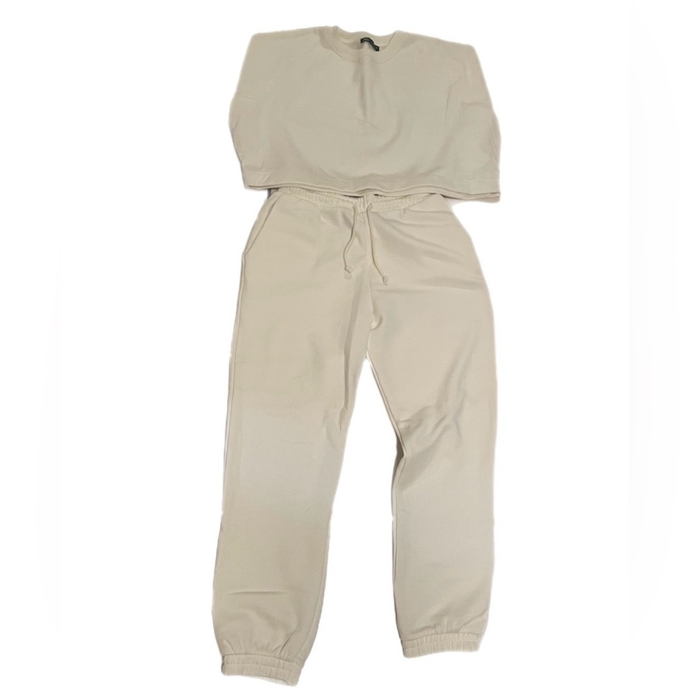 Women's Cream Knit Top & Pant Set